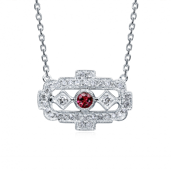14K White Gold Ruby Diamond Necklace