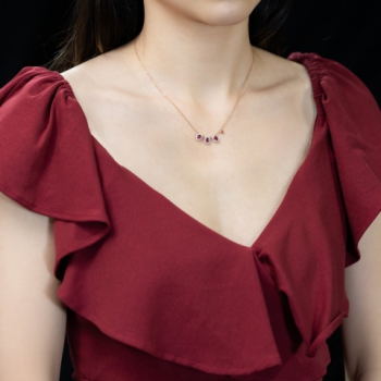 18K Rose Gold Ruby Diamond Necklace